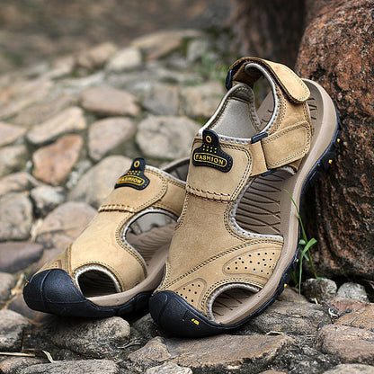 Large Size Two-layer Leather Toe Outdoor Casual Sandals