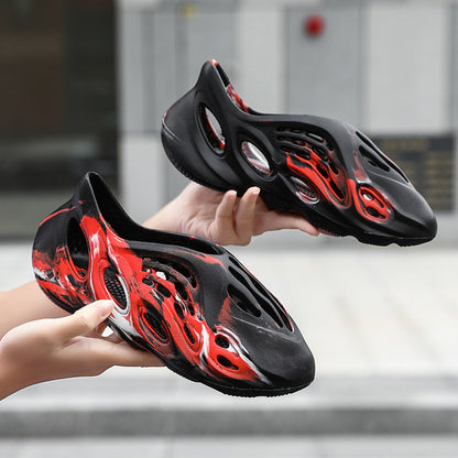 Men's Sandals Korean Camouflage Coconut Hole Shoes Baotou Hollow Large Size Beach Sandals