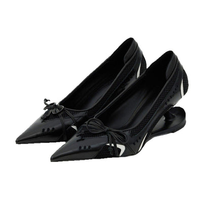 Retro Racing Shoes Suspension Profiled Heel Pointed Low-cut High Heels