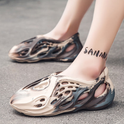 Men's Sandals Korean Camouflage Coconut Hole Shoes Baotou Hollow Large Size Beach Sandals